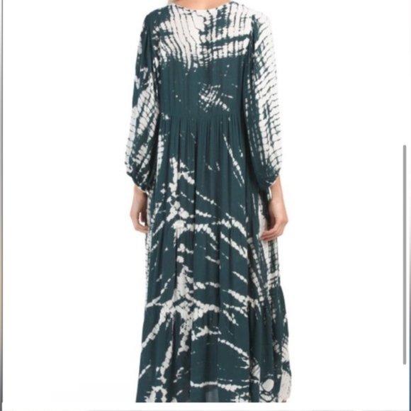 Young Fabulous and Broke Tie Dye Dawn Dress in Dark Green/ Teal and White - Picture 2 of 14